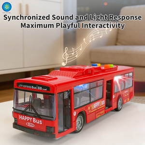 Autobús de Juguete de Inercia a Escala 1:24 con Puertas Abatibles, Luces y Música, Autobús Urbano Educativo de Plástico Seguro para Niños - Product Image 4