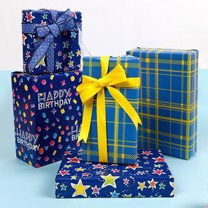 High Quality Wholesale 80g 43*300cm Birthday Fluorescent <b>Blue</b> and Yellow Packaging <b>Paper</b> Gift Wrapping <b>Paper</b> - Product Image 3