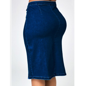 Gonne corte blu <span class=keywords><strong>cotone</strong></span> S-5XL da donna Sexy monopetto con bottone Jeans gonna Mini <span class=keywords><strong>sottoveste</strong></span> alla moda - Product Image 3