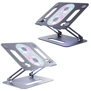 Boneruy, recién llegado, soporte plegable para portátil de aleación de aluminio con ángulo ajustable y ventiladores dobles, producto exclusivo en Stock - Product Image 2