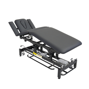 Mesa de tratamiento de fisioterapia eléctrica completamente negra, 5 secciones, barra de pie manos libres, control eléctrico fisio, camilla de zócalo Hi-Lo - Product Image 4
