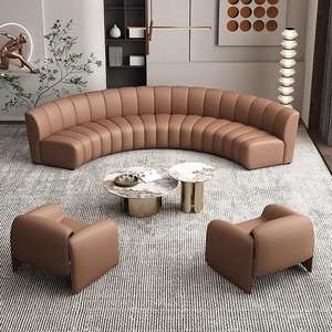 Ensemble de canapés d'hôtel en cuir courbé avec deux fauteuils pour hall d'accueil et salles VIP - Product Image 1
