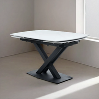 Table de salle à manger/restaurant moderne en marbre, rectangulaire, extensible, pivotante à 360 degrés, en céramique