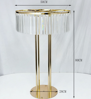 Support à fleurs en métal doré de 80 cm (31,8 pouces) avec pendentif en cristal acrylique, décoration de mariage, centre de table, décoration de fête de mariage