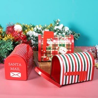 Boîte en fer blanc pour bonbons, biscuits et chocolats, en forme de courrier, adorable et mignonne, pour la veille de Noël, emballage cadeau pour enfants