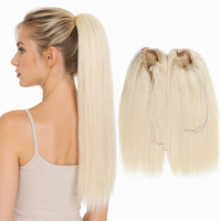 Extensions de queue de cheval en cheveux humains 100 % naturels, qualité salon, lisses, avec cordon de serrage, vente en gros, fournisseur en vrac