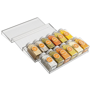 Spice Bottle Display Rack Transparent Adjustable <b>Shelf</b> Foldable <b>Standing</b> Type Rectangle Multifunction Cabinet Organizer - Product Image 1