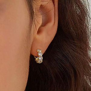 Orecchini a Cerchio Geometrici Classici per Donne, Eleganti Orecchini in Rame per Fidanzamento, Gioielli di Moda Quotidiana - Product Image 3