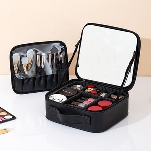 Bolsa de <span class=keywords><strong>Maquillaje</strong></span> de Viaje de PU con Cierre LED de Alta Gama, Espejo, Portátil, Gran Capacidad, para Mujer, con Estuche para Brochas de <span class=keywords><strong>Maquillaje</strong></span> - Product Image 6