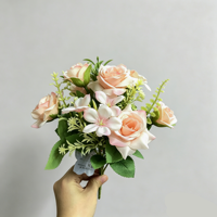 Bouquet de roses artificielles en gros, fausses roses en soie, bouquet à main, arrangement de mariage, décoration intérieure, décoration de la maison