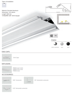Profilé en aluminium pour bande <span class=keywords><strong>LED</strong></span> 76x76mm, lumière <span class=keywords><strong>de</strong></span> plafond, mur, angle, coin, lampe <span class=keywords><strong>LED</strong></span>, barre lumineuse - Product Image 6