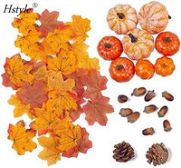 Décorations de citrouille de Thanksgiving Mini citrouille artificielle automne feuilles d'érable glands pommes de pin ensemble Halloween Thanksgiving FZH369