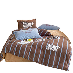 Juego de Ropa de Cama de 4 Piezas de Terciopelo Lácteo con Estampado de Cachorros Estilo Maillard, <span class=keywords><strong>Funda</strong></span> de Edredón de Felpa Coral para Niños, para Dormitorio <span class=keywords><strong>Infantil</strong></span> - Product Image 5