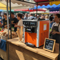 Machine à crème glacée commerciale 20-28L/h, automatique, de table, 3 saveurs, machine à crème glacée molle et yaourt bon marché à vendre