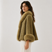 Manteau en Laine/Cachemire Respirant et Écologique pour Femme, Veste Courte Amovible en Peluche Élégante Hiver 2026