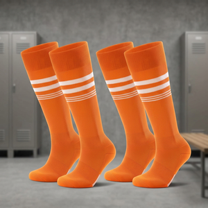 Custom Striped Knitted Baseball <b>Socks</b> Knee High Athletic Team <b>Socks</b> Breathable Cuff Logo OEM ODM Wholesale Manufacturer - Product Image 1