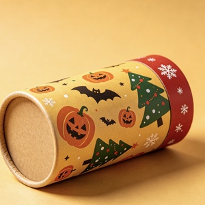 Biodegradable Custom Printed Paper <b>Tube</b>, Full Size Customizable Cylinder <b>Cardboard</b> Box for Halloween & Christmas Candy Packaging - Product Image 1