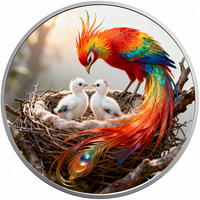 Pièce de monnaie animalière colorée 1 Troy oz en cuivre pur avec placage argent 999, relief haut, pièce de collection personnalisée, vente en gros