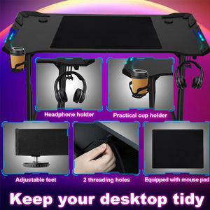 <span class=keywords><strong>Bureau</strong></span> de jeu en promotion avec échantillon gratuit pour <span class=keywords><strong>gamer</strong></span>, table de jeu avec éclairage RGB et porte-gobelet - Product Image 5