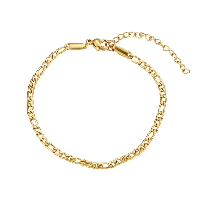 Самые популярные ювелирные изделия из нержавеющей стали, покрытой 18 К золотом тонкая NK цепи Фигаро браслет-цепочка для женщин на запястье
