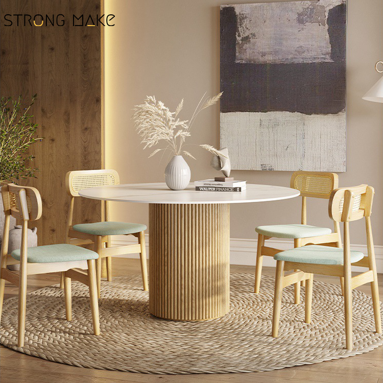 Round Seater Dining Table Modern Marble Top Design