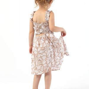 Robes décontractées pour enfants, robes à bretelles plissées à imprimé floral personnalisé, douces et respectueuses de la peau, robes hawaïennes pour enfants - Product Image 5
