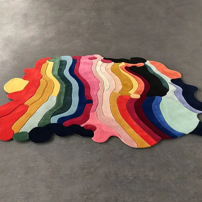 Tapis faits à la main en laine de tapis décoratif moderne personnalisé acrylique