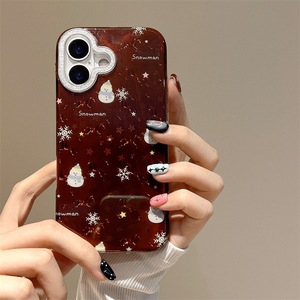 Custodia per telefono nuova XP1093 con sfondo rosso vino, stelle, fiocchi <span class=keywords><strong>di</strong></span> neve e pupazzo <span class=keywords><strong>di</strong></span> neve, compatibile con <span class=keywords><strong>iPhone</strong></span> 17/16 Pro Max/15/14 - Product Image 2