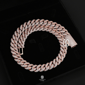 Catena Cuban Link Rialzata VVS Moissanite 16MM Placcata Oro Rosa in Ottone Iced Out, Supera il Test del Diamante, Gioielli Hip Hop - Product Image 3