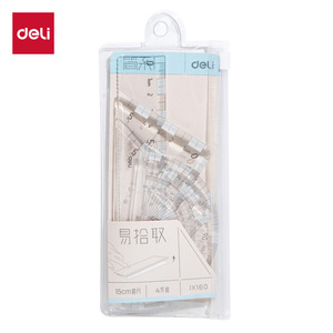 Deli Jx160 Ruler Set 15cm Plastic 4 Piece For Students Drawing Studying Math Tools - Product Image 1