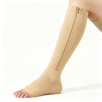 Chaussettes de compression montantes à fermeture éclair avec logo personnalisé, chaussettes sans orteils de haute qualité, compression 15-20 mmHg, pour infirmières
