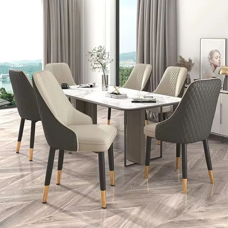 Respaldo ligero de lujo para el hogar, madera maciza, diseño avanzado de cuero, sentido del norte de Europa, silla de restaurante Italiana Moderna