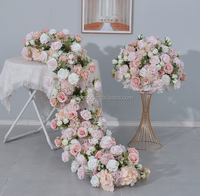Chemin de table en fleurs de soie de luxe personnalisé, centre de table floral romantique écologique pour la décoration de table à manger, décorations de mariage