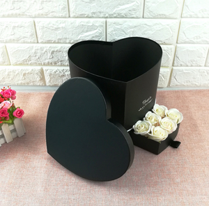 Heart Shape High Quality Pink Flower Packaging Boxes 2 Layers Heart Shape Gift Paper Boxes For Valentine's Day Weddings