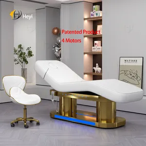 Salle de spa de luxe personnalisée blanc rose lit d'extension de cils de beauté du visage 4 moteurs tables de massage électriques et lits pour salon