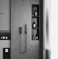 Niche de douche LED noire mate sur mesure avec dimensions personnalisées, en acier inoxydable 304, pour usage hôtelier