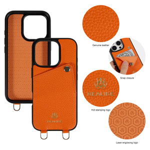 Custodia per telefono a tracolla in pelle PU di lusso personalizzata con slot per carte e cordino regolabile, per iPhone 17 16 15 14 13 Pro Max - Product Image 3