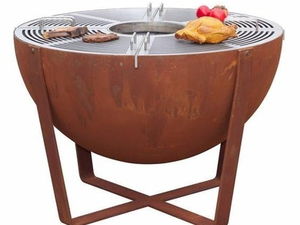 Barbecue extérieur en acier Corten avec foyer - Product Image 3