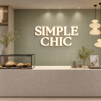 Lettres lumineuses LED 3D personnalisées en acrylique blanc chaud et acier inoxydable pour affichage mural publicitaire de salons de thé, boulangeries et entreprises