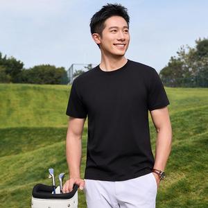 T-shirt décontracté en tricot antibactérien 95% coton 5% élasthanne avec logo personnalisé imprimé pour hommes - Product Image 1