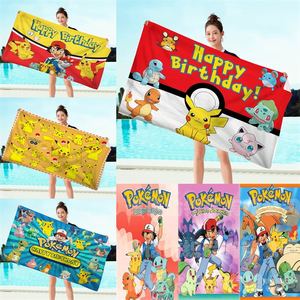 Toalla de playa Pokémon para niños, éxito de ventas, de secado rápido, absorbente, de fibra ultrafina, con estampado digital - Product Image 1