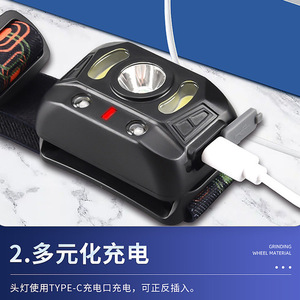 Rechargeable Led Headlamp 1200Mh Battery High Brightness Portable Outdoor Fishing Light With Sensor Waterproof Design - Product Image 3
