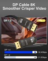 Câble DP à fibre optique haute vitesse 32,4 Gbit/s, PVC mince et flexible, 1.4V, pour projecteur 4K/8K, 8K 60Hz, 4K 144Hz, HBR3, caméra, moniteur, en stock