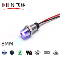 Clignotants LED pour moto FILN 8mm 12V 24V, panneau concave en métal, indice de protection IP67, certifié CE