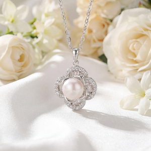 S925 Silver Freshwater Pearl Necklace CZ Twisted <b>Infinity</b> Loop Pendant Jewelry Anniversary Gift for Women - Product Image 4