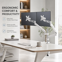 Nouveau support d'écran à ressort à gaz en aluminium avec pince robuste et base à œillet, capacité de charge de 8 kg, inclinaison de 90° pour bureau d'ordinateur