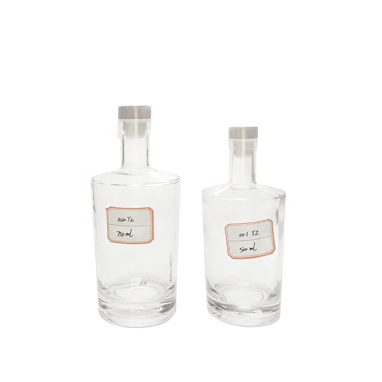 Ekstra Putih Flint 500 ML Botol Minuman Keras Kaca Botol Anggur Spirit untuk Vodka Brandy Gin Rum dengan Tutup Kustom Tersedia