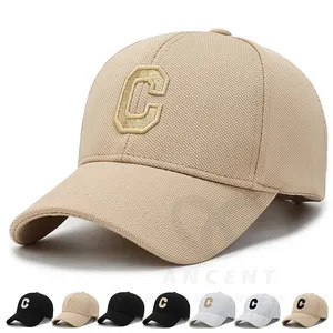 Factory Direct 100% Cotton Breathable Blank Sport Hats Custom C Letter Embroidery Logo 6 Panel Plain Curved Brim Baseball Caps