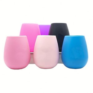 Gobelet à vin incassable sans pied de 12 oz en silicone de qualité alimentaire en forme d'œuf avec logo personnalisé pour le camping en extérieur - Product Image 1