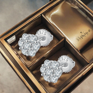 Screw <b>Back</b> Fashion <b>Earring</b> Fine Jewelry 925 Sterling Silver-FL Moissanite Stud <b>Earrings</b> Shining Jewelry Men's - Product Image 3